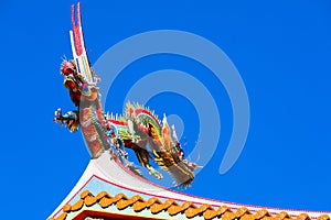 Chinese religion, temple roof, decoration, mosaic craft, dragon