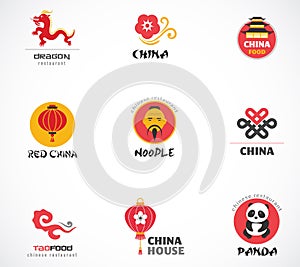 Chinese restaurant and coffee shops icons