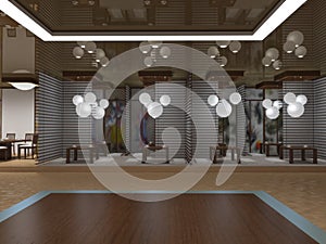 Chinese restaurant, interior visualization, 3D illustration