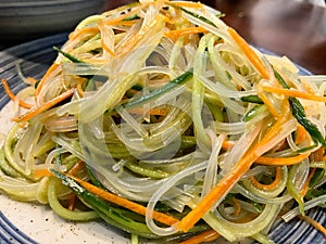 Chinese rice noodle and vegetables salad