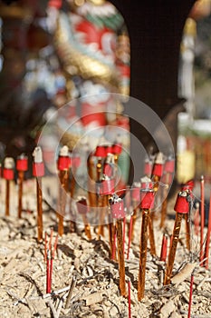 Chinese ritual candles after ceremony