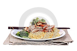 Chinese roast pork noodle dish