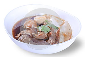 Chinese roll noodle soup with clipping path