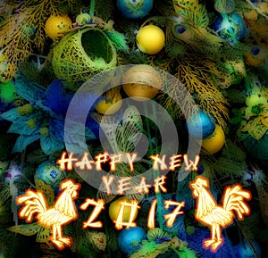 Chinese Rooster 2017 New Year's design background.