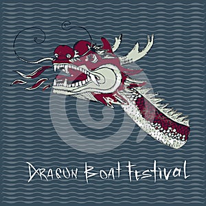 Chinese rowing dragon boat during Chinese dumpling festival.