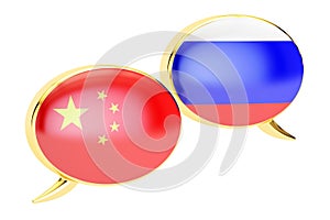 Chinese-Russian conversation concept, 3D rendering