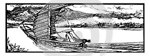 Chinese Sailboat, vintage illustration