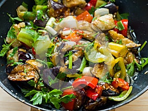 Chinese salad with eggplant. A bright, beautiful dish