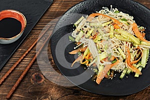 Chinese salad with enoki mushrooms