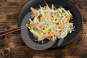 Chinese salad with enoki mushrooms