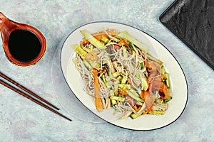 Chinese salad with enoki mushrooms