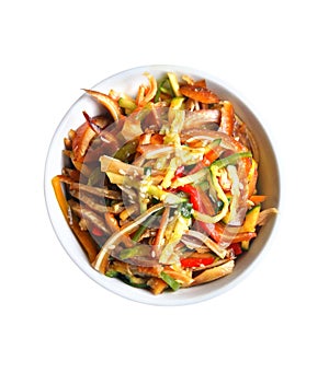 Chinese salad with spicy pig ears and vegetables