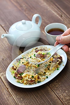 Chinese sausage fried rice, xiang chang chao fan