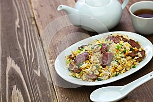 Chinese sausage fried rice, xiang chang chao fan