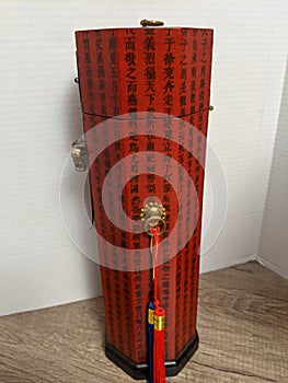 Chinese scroll holder red and black