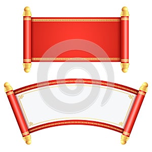 Chinese scroll illustration template on white background