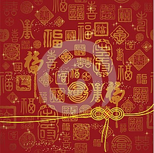 Chinese seal background with Chinese knot