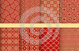 Chinese seamless patterns set, chinese ornamental background, traditional asian design