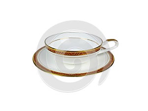Chinese set of tea cups on white background