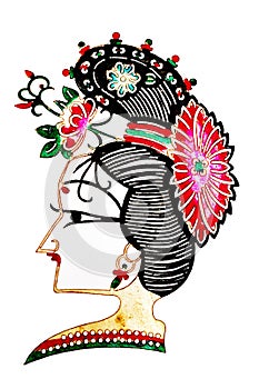 Chinese shadow play women headdress