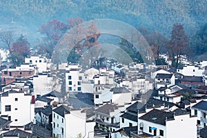 Chinese shicheng village at dusk