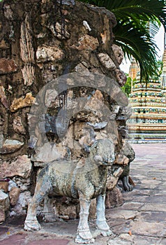 Chinese Ship Ballast stone deer statue in the tourist attractionat at Wat Pho