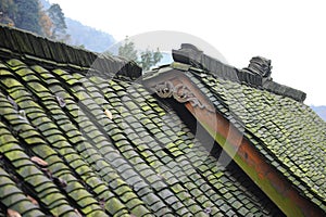 Chinese Sichuan tile roofed house