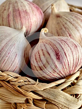 Chinese single clove garlic in a basket