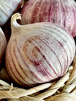 Chinese single clove garlic in a basket