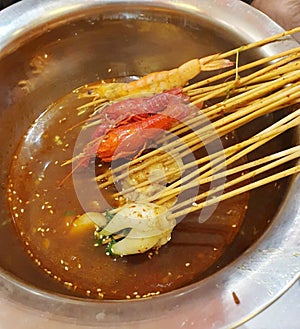 Chinese skewer in spicy soup, Hot pot, chinese food