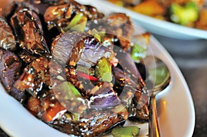 Chinese spicy eggplant cuisine