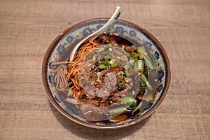 Chinese Spicy goulash Beef Noodle Soup.