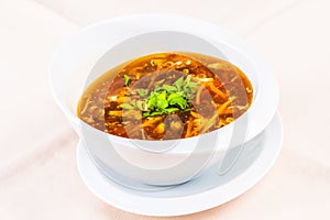 Chinese spicy and sour soup with chicken