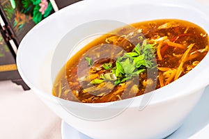 Chinese spicy and sour soup with chicken