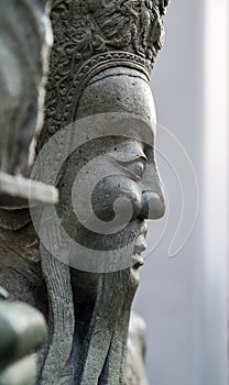 Chinese statue at the buddhist temple, Bangkok