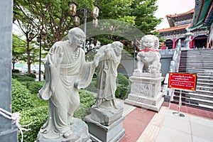 Chinese statues in the Buddhist garden temple.