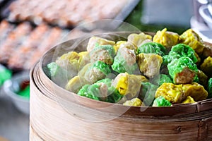 Chinese steamed dumpling on street food famous in the pattaya city