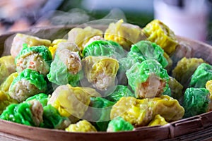 Chinese steamed dumpling on street food famous in pattaya city