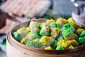 Chinese steamed dumpling on street food famous in the pattaya city