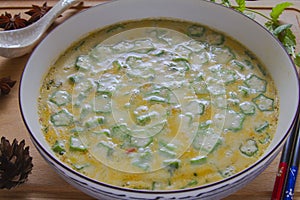 Chinese steamed egg with bitter melon