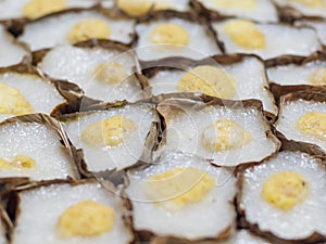 Chinese Steamed Sweet in the shape of a basket.