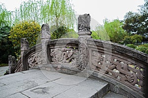 Chinese stone bridge with dragon design