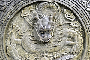 Chinese stone dragon statue