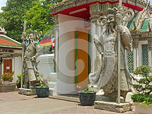 Chinese stone guardians statue at Wat Phra Kaew, Temple of the Emerald Buddha, Grand Palace
