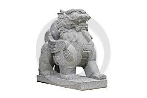 Chinese Stone Lion isolated on white with clipping path