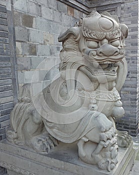 Chinese stone lion Statue