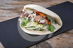 Chinese street food stuffed wrap