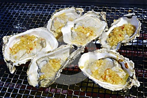 Chinese style barbecue - Grilled Oysters.
