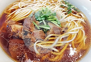 Chinese style braised beef noodles.