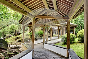 Chinese style classical architecture corridor